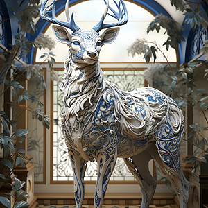 精美华为的麋鹿雕像插图背景图片