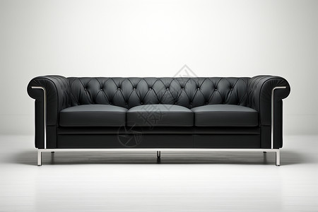 时尚黑色皮革沙发背景图片