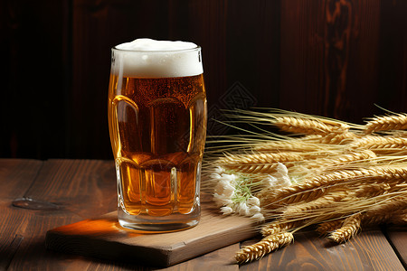 啤酒与麦穗背景图片