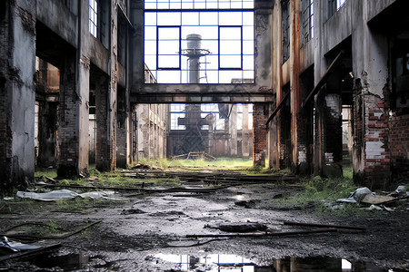 废弃工厂的遗迹背景图片