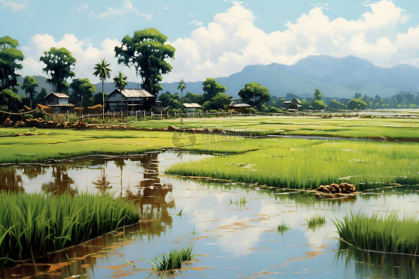 农村的农业稻田图片