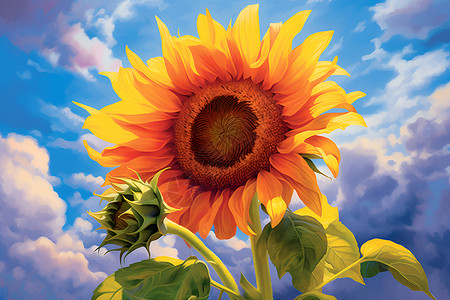 蓝天下的美丽太阳花背景图片