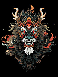 中国传说中的神兽麒麟图腾背景图片