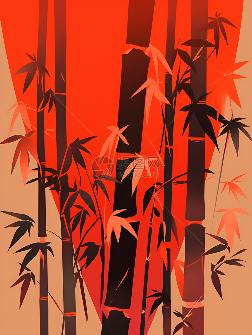 红色竹林图片
