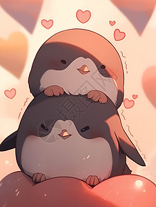 可爱梦幻的企鹅情侣背景图片