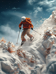 冒险滑雪的滑雪者背景图片