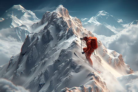 极限挑战滑雪的滑雪者背景图片