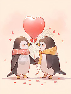 甜蜜的情侣企鹅背景图片