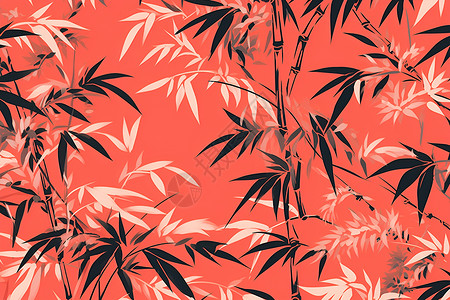植物剪素材竹枝纸剪效果的艺术背景插画