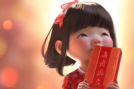 中式可爱女孩背景图片