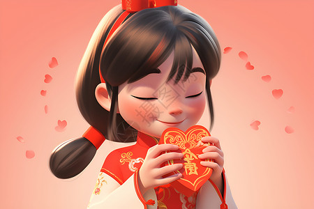 可爱的中式女孩背景图片