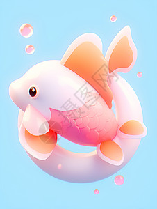 水面上漂浮的一条粉色小鱼背景图片
