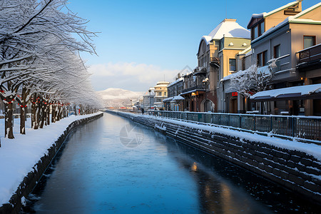 冬天的城市雪景背景图片