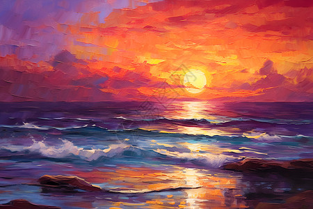 海上日落美景背景图片