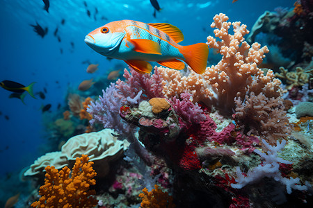 海底彩色珊瑚礁背景图片