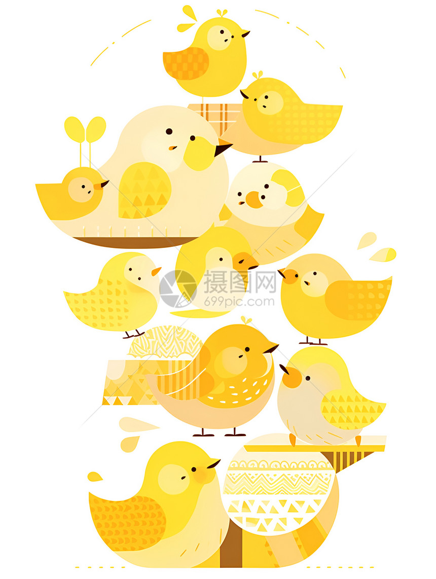 可爱的黄色鸡群图片