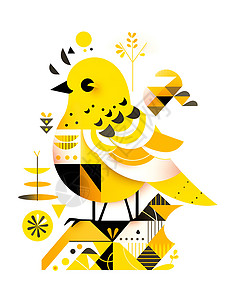 可爱的黄色鸟儿背景图片