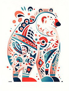 小熊图案设计的熊插图插画
