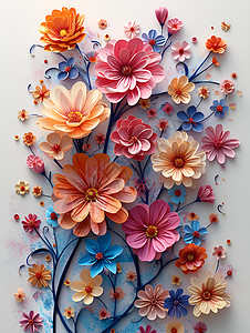 花卉装饰品绚丽的花朵装饰品插画