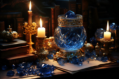桌面上的神秘水晶背景图片
