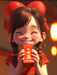 女孩的新年红包背景图片