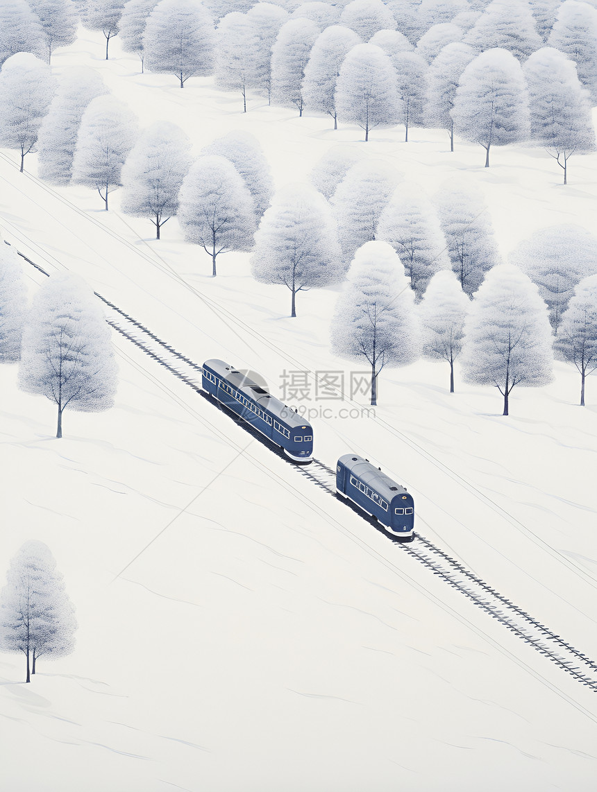 雪地的火车图片
