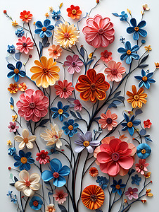 花卉剪纸背景图片