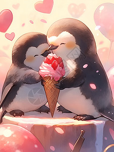 恋爱的企鹅背景图片