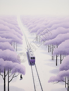 雪原上行驶的火车背景图片