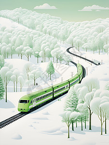 银色雪原中的火车背景图片