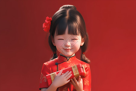 小女孩的红礼盒奇遇背景图片