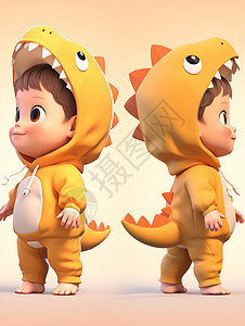 恐龙装扮的小男孩背景图片