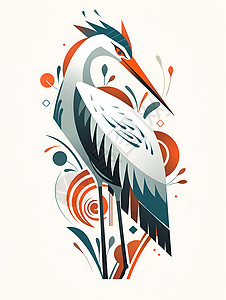 长颈鸟可爱的苍鹭插画插画
