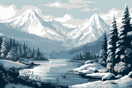 冬季的山脉背景图片