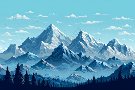 白雪覆盖的山峰背景图片