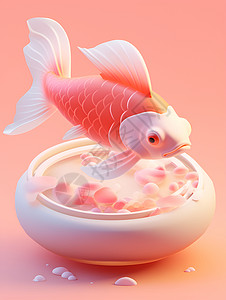 梦幻水中旋转的金鱼背景图片