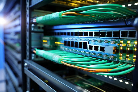 国产服务器绿色线缆背景