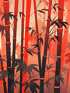 红色竹林背景图片