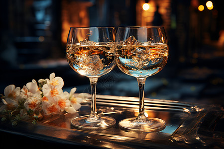 两杯香槟酒香槟酒背景高清图片