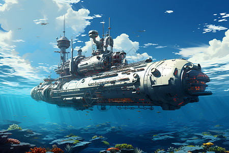 一艘潜艇背景图片
