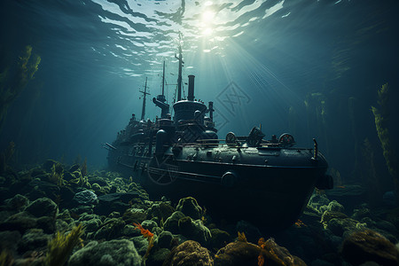 海底探寻潜艇背景图片