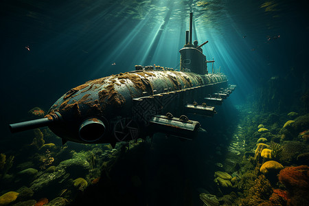 深海潜艇背景图片