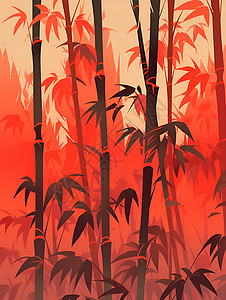红竹丛中的森林背景图片