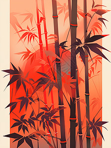 红枫竹风景背景图片