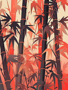 竹枝红叶背景图片