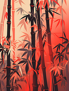 红林竹叶背景图片
