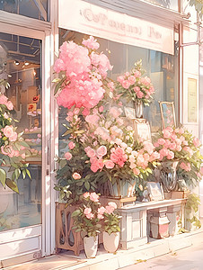淡雅的花店插图背景图片