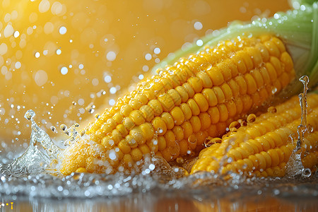 新鲜的黄甜玉米高清图片