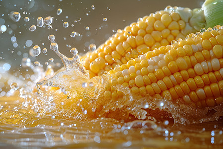 黄水滴耳环玉米溅起的水花背景