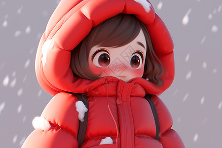 淋雪的女孩背景图片